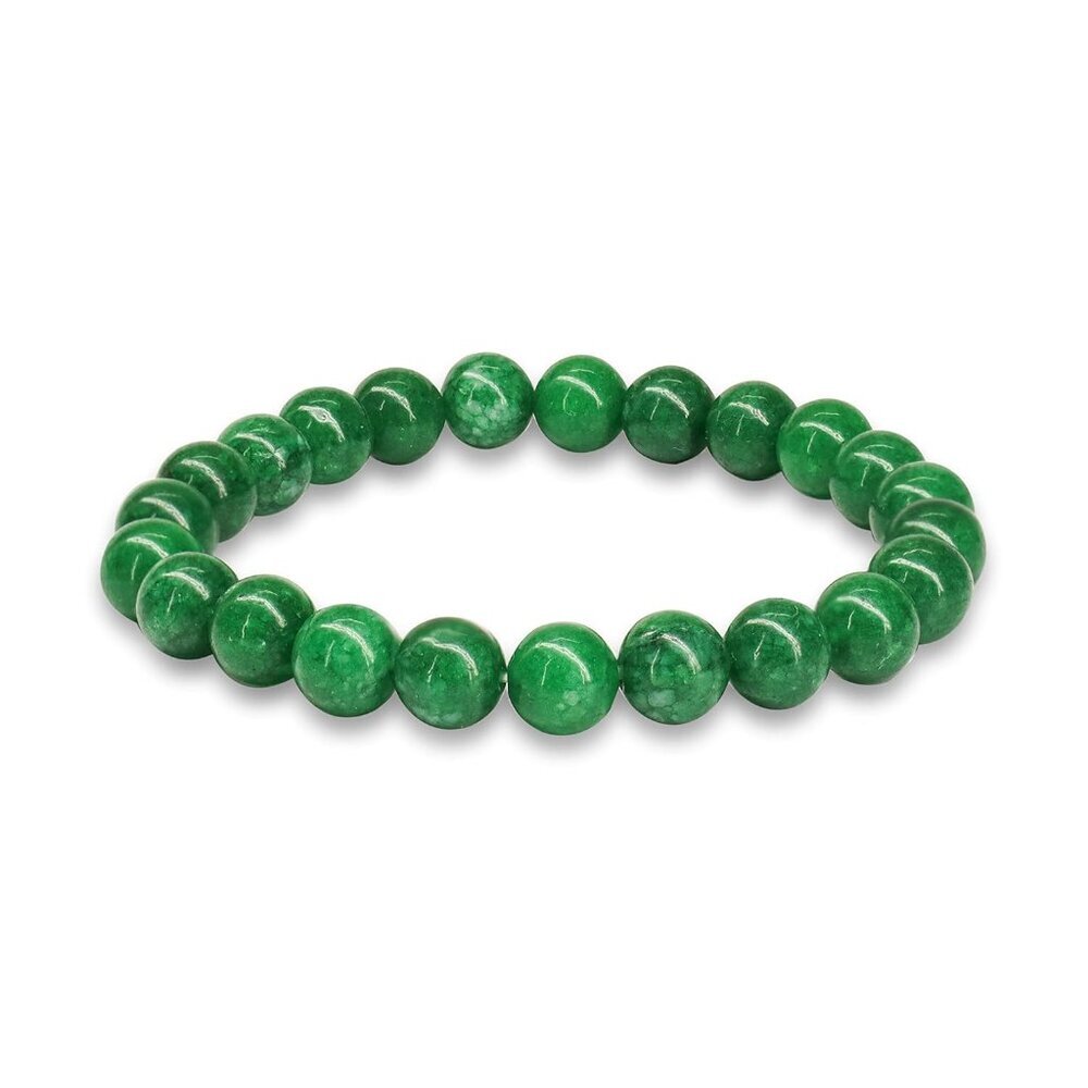 Green Jade Bracelet - Healing Crystal Wealth Bracelet - Jade Beaded Bracelet for